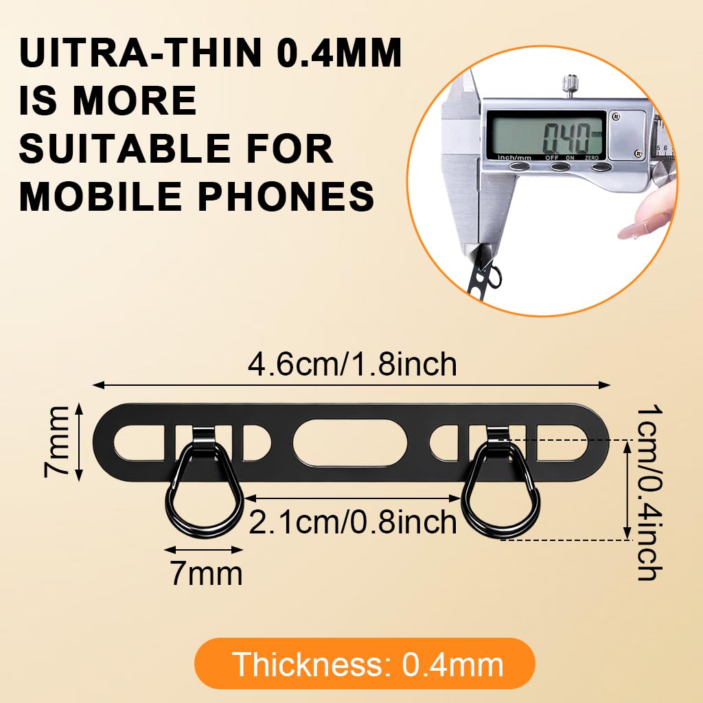 ZORBES Metal Phone Tether Tab for Cell Phones with Dual Hook and 0.4mm Stainless Steel | Prevents Falling and Loss