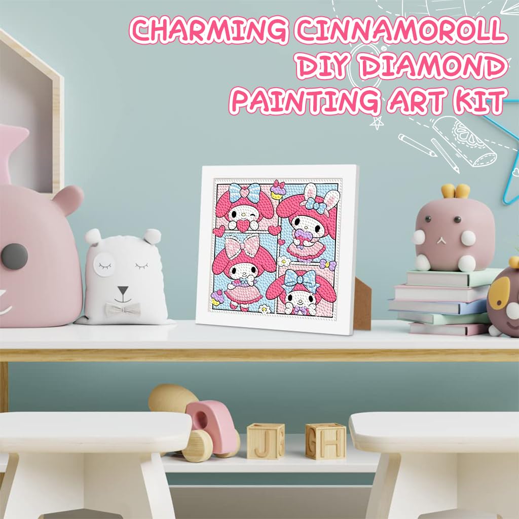 PATPAT DIY Diamond Painting Kit for Kids featuring Cute Melody Art with Wooden Frame 2PCS