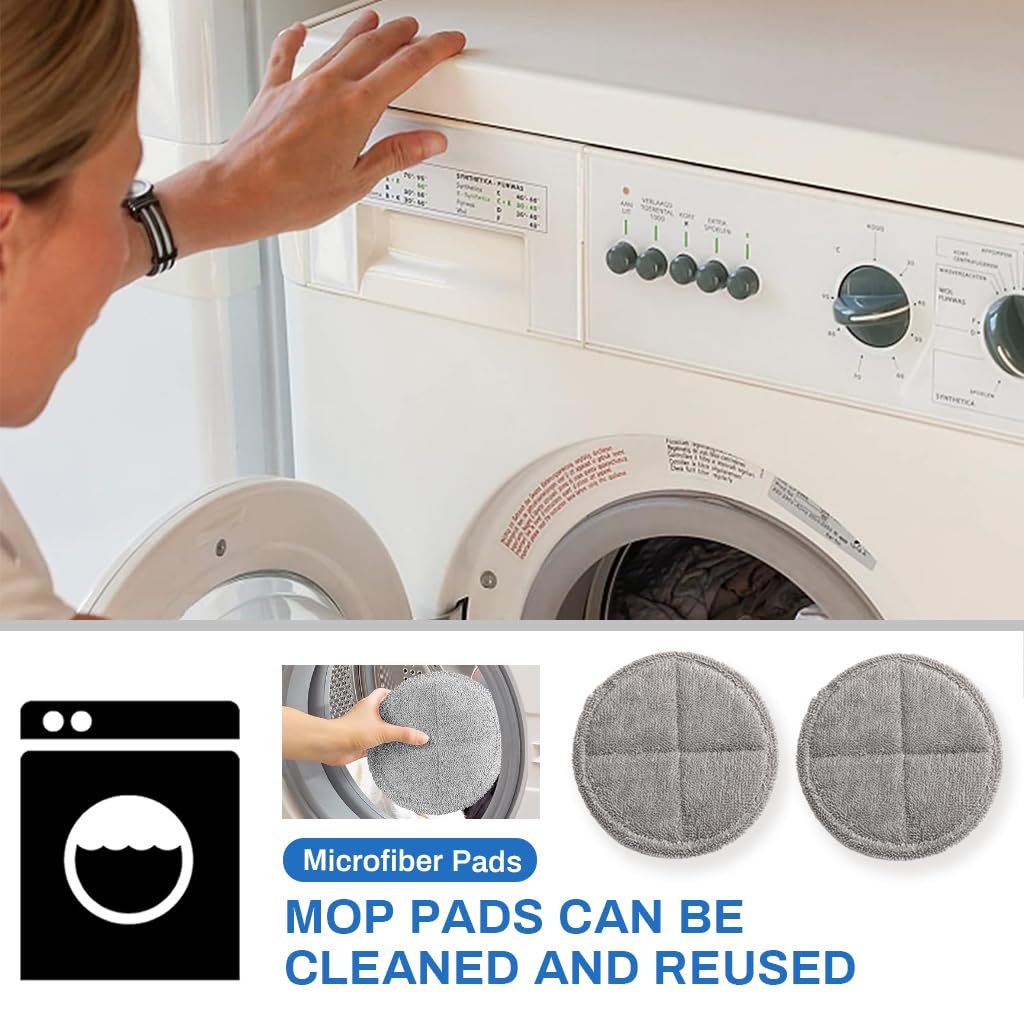 Verilux Replacement Mop Pads for AGARO Floor Scrubbers 16cm with Textured Scrubbing Surface | Reusable and Super Absorbent Cleaning Pads