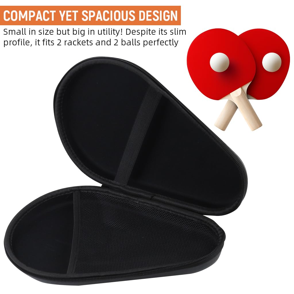 Proberos Table Tennis Paddle Bag for 2 Rackets & 2 Balls featuring EVA Hard Shell 28x18cm | Waterproof Zipper and 600D Polyester Construction