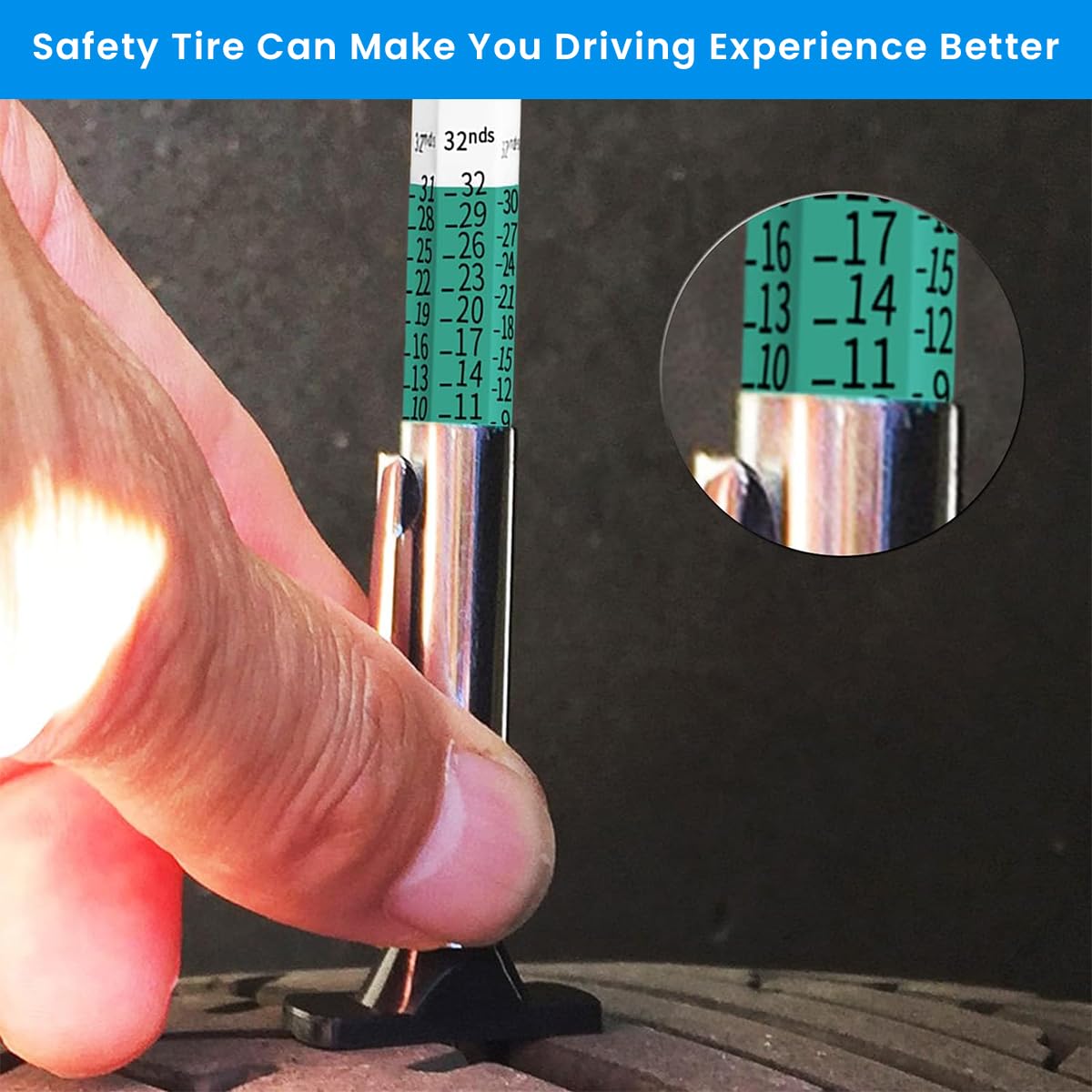 STHIRA Tire Tread Depth Gauge for Tire Safety with 0-25mm Range and Color Coded Marks | Stainless Steel
