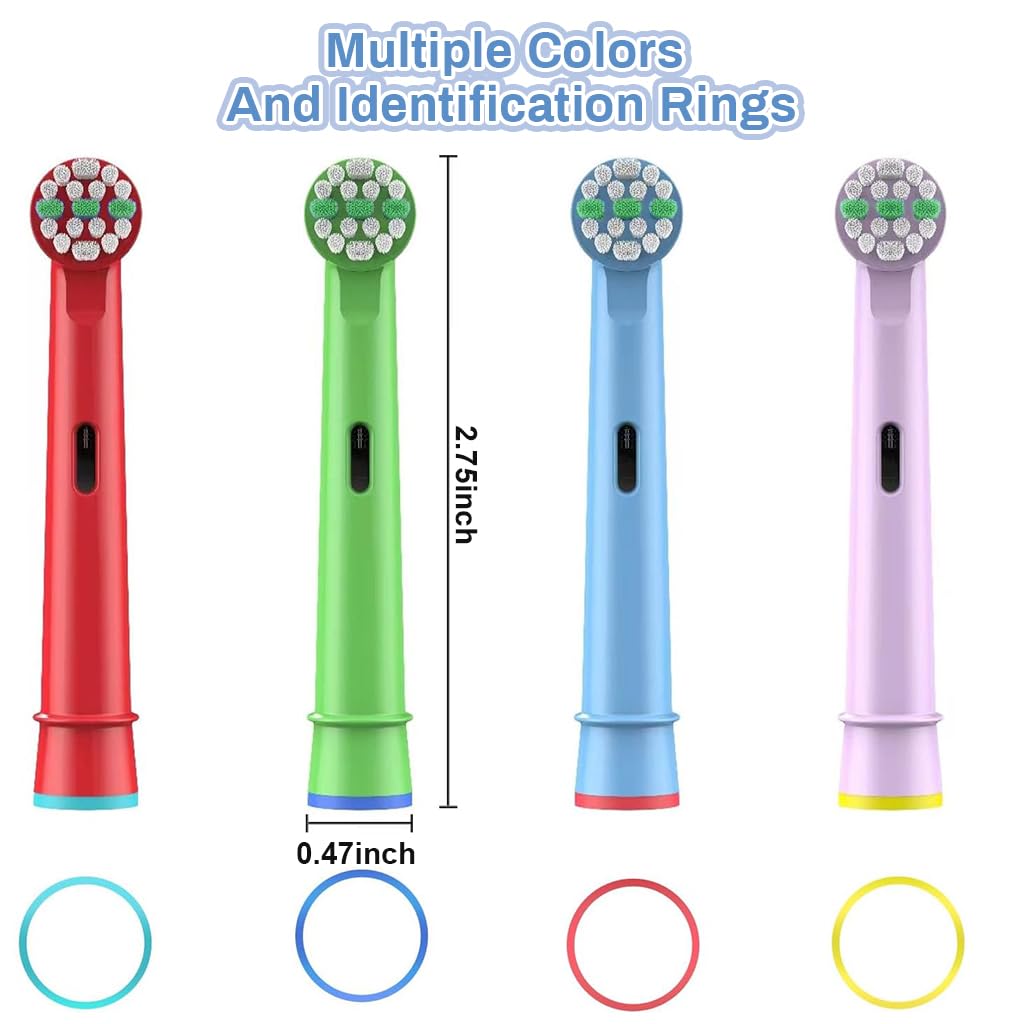 MAYCREATE® 4Pcs Kid Use Replacement Toothbrush Head for OralB Children Electric Toothbrush Electric Toothbrush Replacement Heads Multicolour Soft Dupont Bristles Toothbrush Head