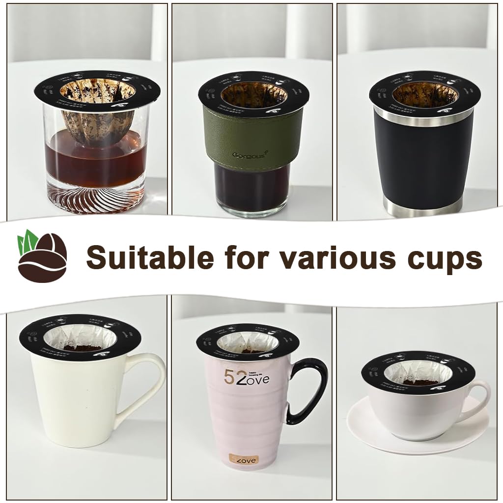 Supvox Coffee Filters for Cups and Mugs featuring 3.5 in Round Base Pop On Design | 10 Pack