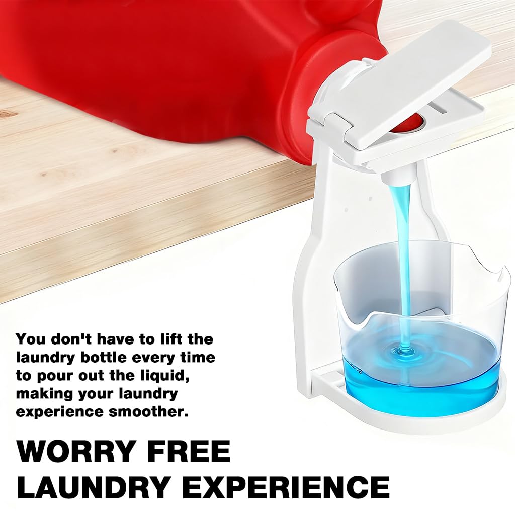 HASTHIP Laundry Detergent Dispenser for Bottles with Press Type Nozzle and Cup Tray | Universal Fit