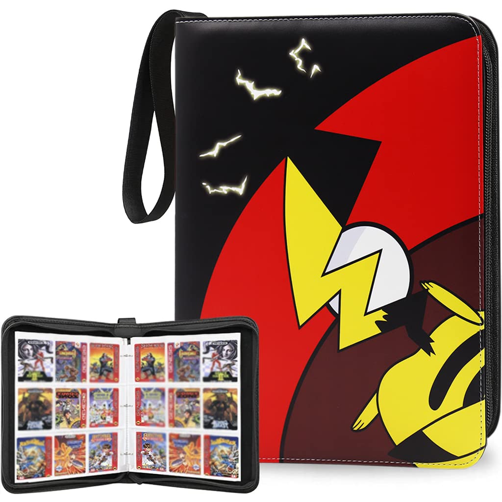 PATPAT® Poke-mon Binder, Big Size Trading Cards Album for 720 Poke-mon Cards Pika-chu Prints Zipper Bag Trading Card Binder Poke-mon Cards Collection Bag Game Cards Case Gift for Kids Boys Girls