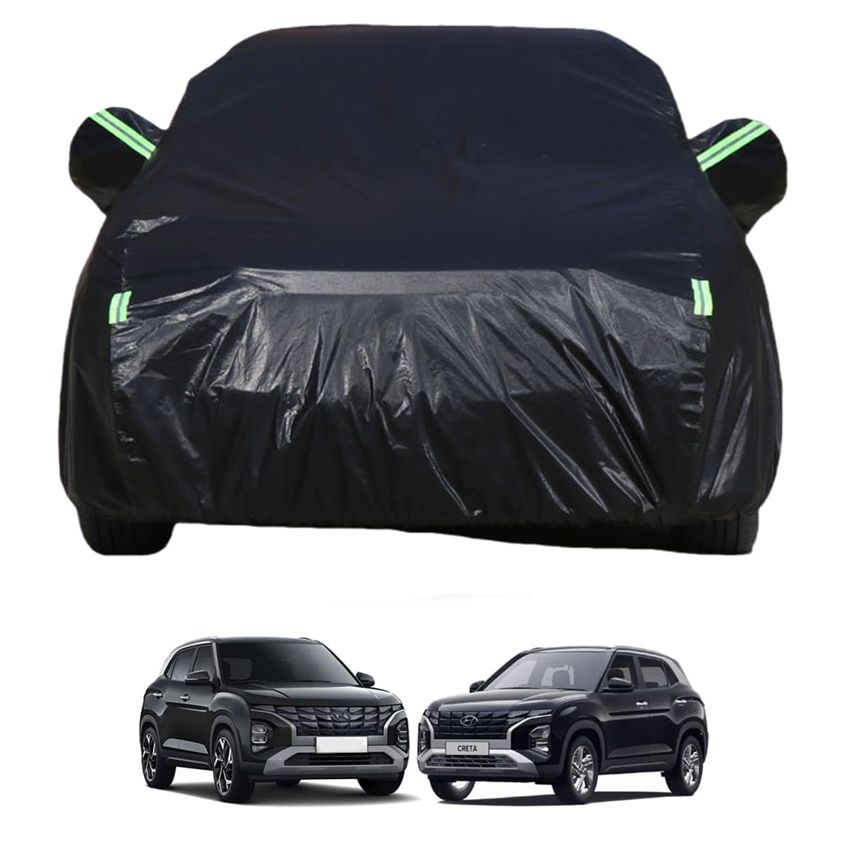 STHIRA® UV Resistant Car Cover Car Shield with Reflective Strips Outdoor Car Shield 210D Oxford Cloth Car Cover Universal Size Car Cover Rainproof Sunproof Windproof Car Cover, 14.5x5.9x5.2ft