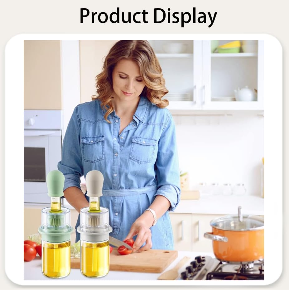 Zibuyu Oil Dispenser for Kitchen with Silicone Brush and 180ml Glass Bottle | Leak-Proof Heat-Resistant Design