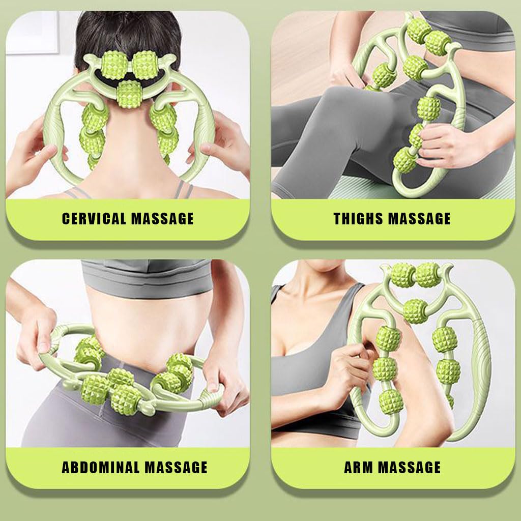 Optifit Muscle Roller for Full Body Massage with 9 EVA Rollers and Non Slip Handles | Relieves Muscle Soreness After Workouts