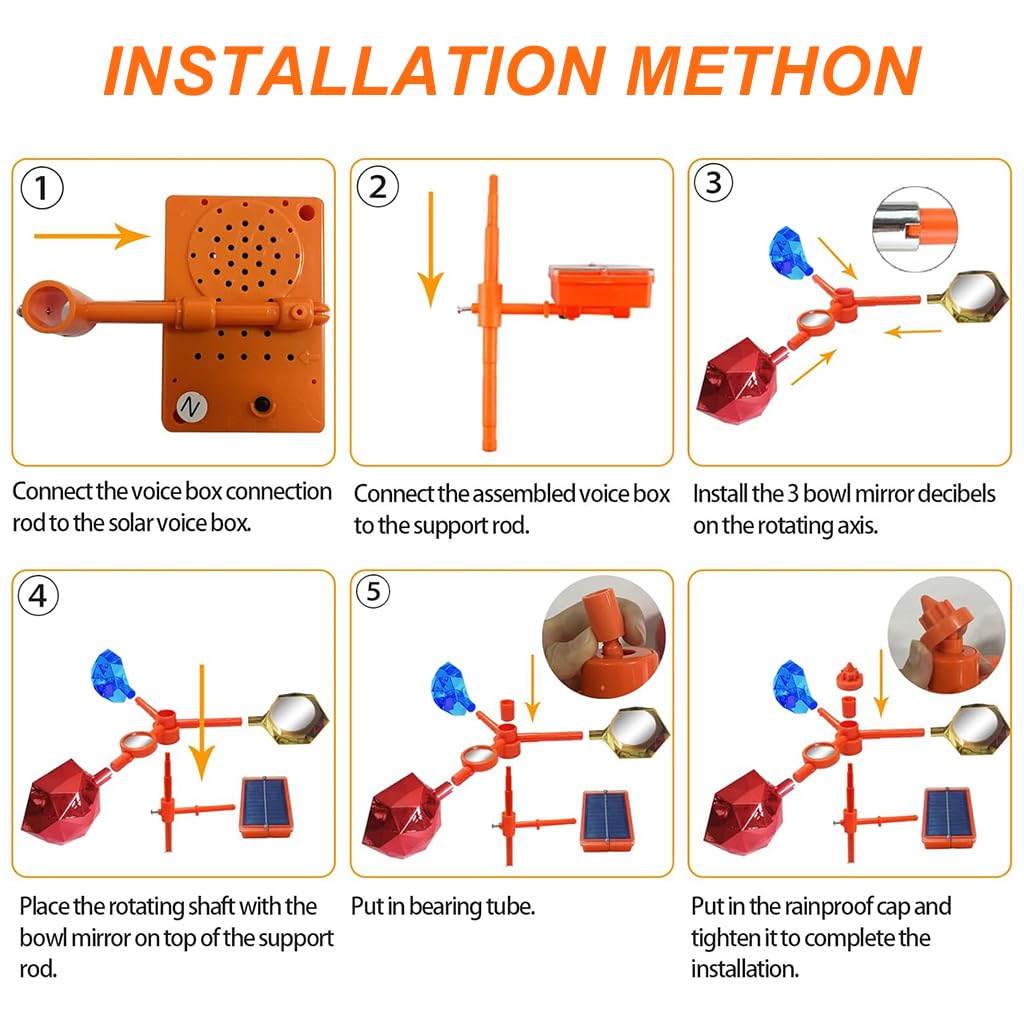 Supvox Solar Bird Repellent for Garden and Balcony featuring 360 Rotatable Reflectors 3 pcs