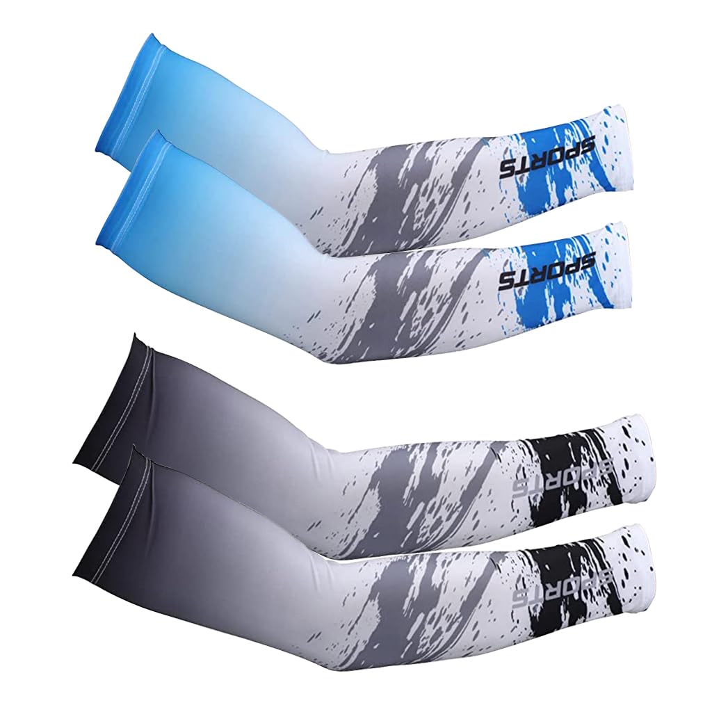 Optifit® 2 Pair Arm Sleeves for Men Women, UV Protection and Sunblock Hand Sleeves For Driving, Cycling, Tennis, Cricket, Football, Golf, Outdoor, Gym, Riding(M)