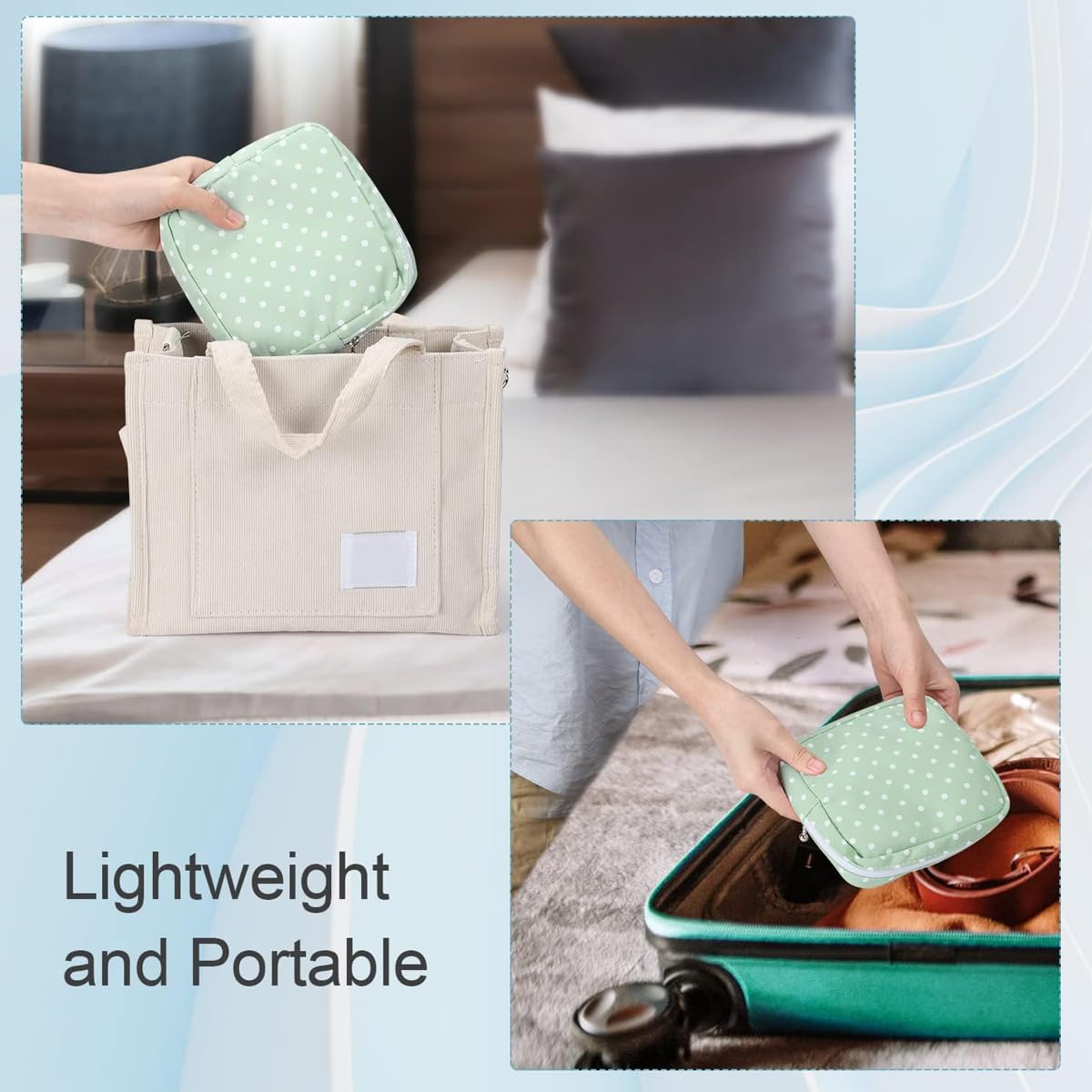 MAYCREATE Sanitary Napkin Storage Bag Set for Travel with Secure Zipper and 13×13 cm Pouches
