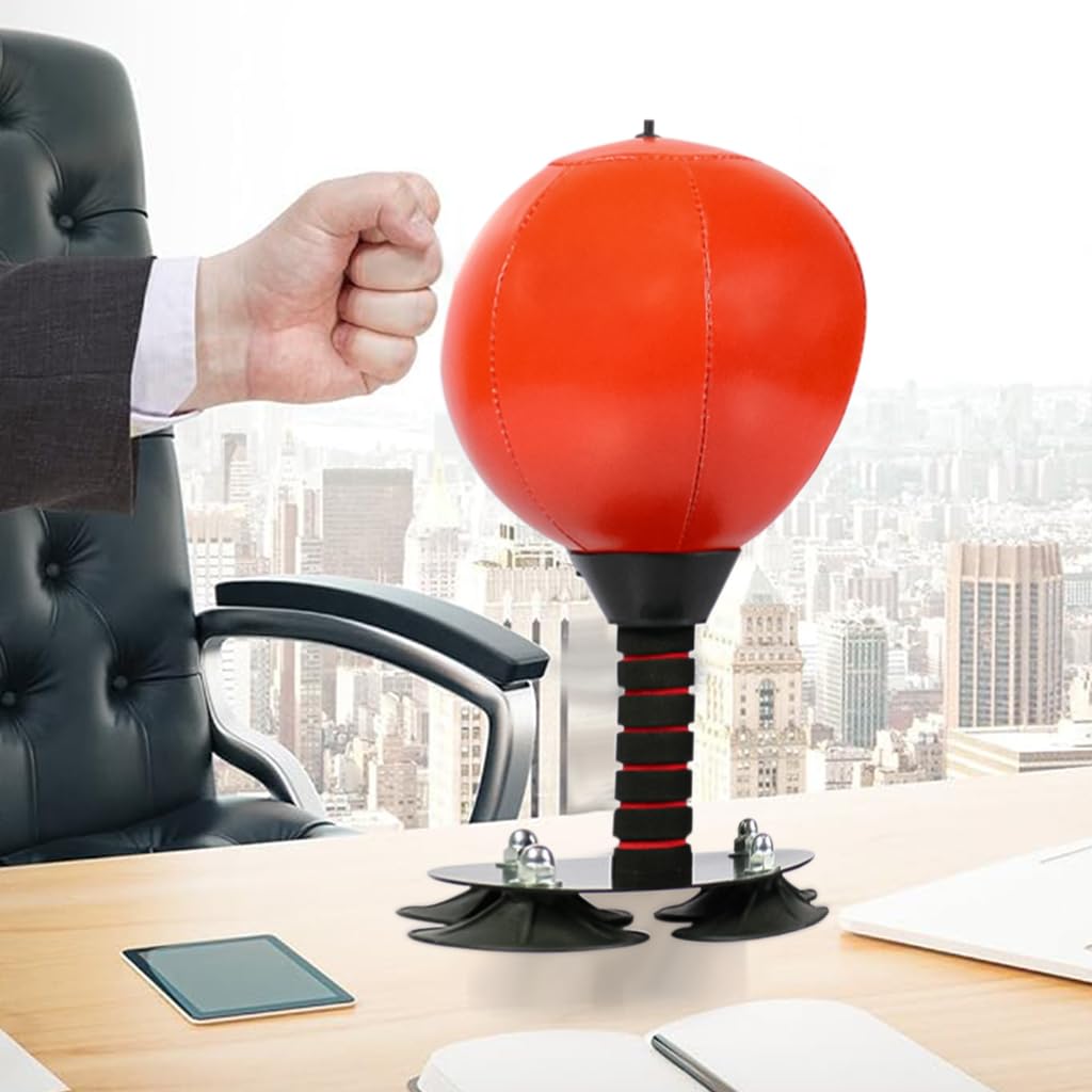 Proberos Desktop Punching Bag for Office Stress Relief with 154lbs Suction Cup Base | Alloy Spring Reflex Ball