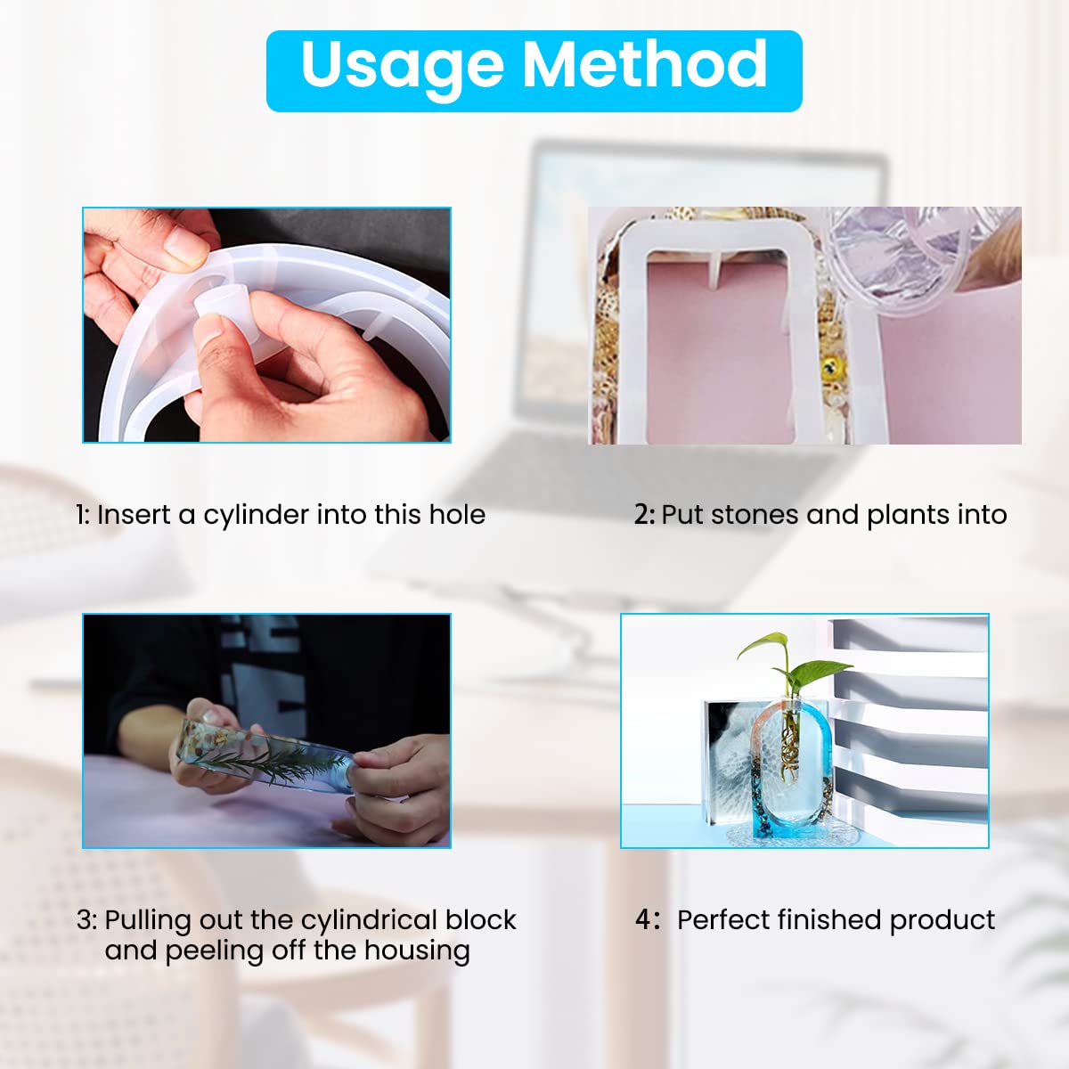 HASTHIP Resin Mold for Vase with 2pcs 12cm Tubes featuring Arch Stand Design | DIY Hydroponic Desk Decor