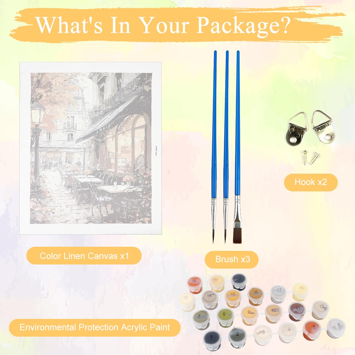 HASTHIP Paint by Numbers Kit for Adults featuring Autumn Street Café Canvas 3PCS | DIY Home Wall Art