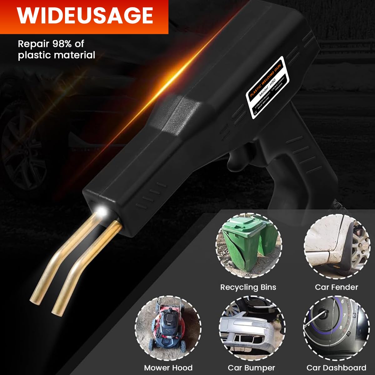 Serplex Plastic Welder for Car Bumper and Kayak Repairs with 50W Fast Heat and 200 Staples