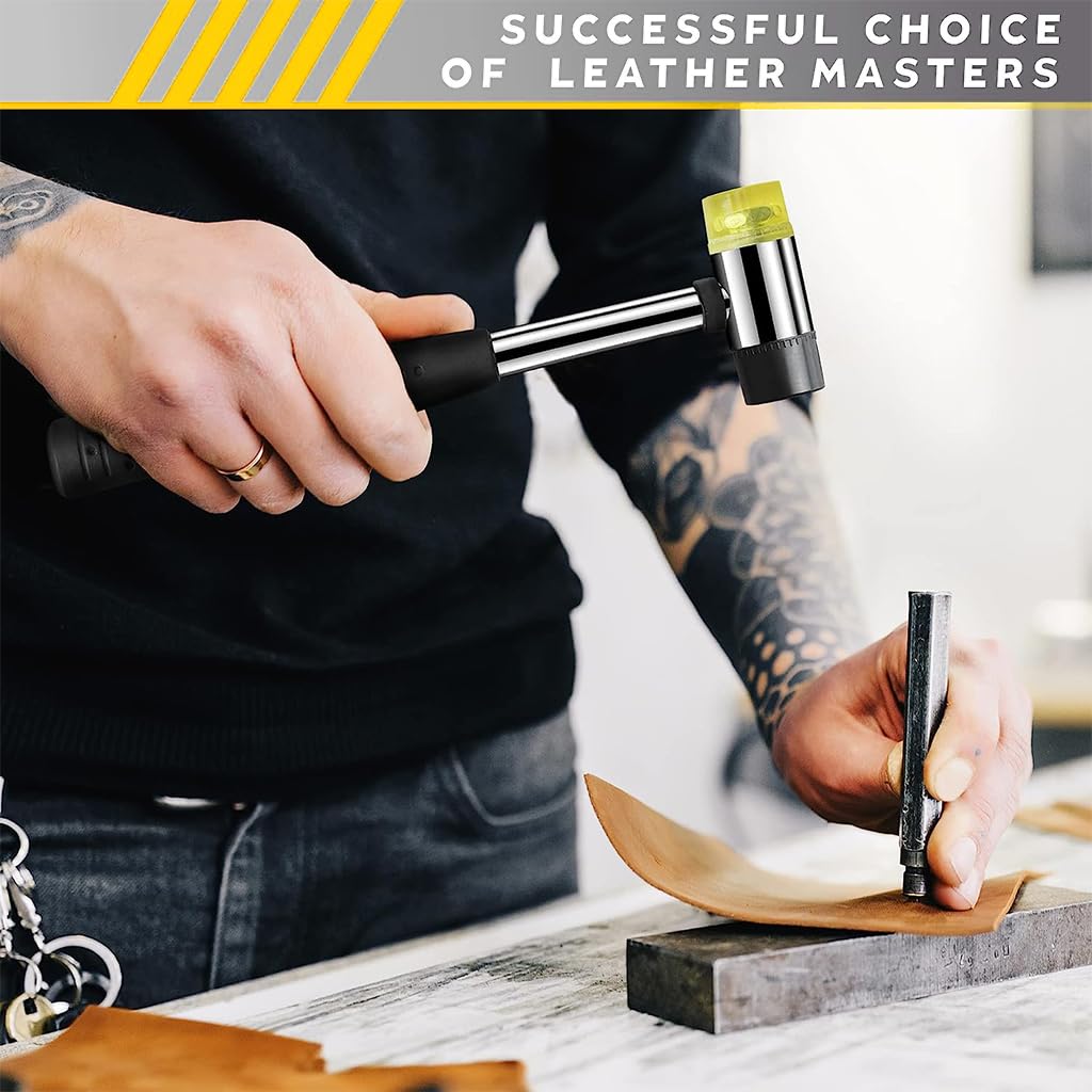 Serplex Rubber Mallet Hammer for Woodworking and Flooring with 30mm Double Faced Head | Ergonomic Rubberized Handle