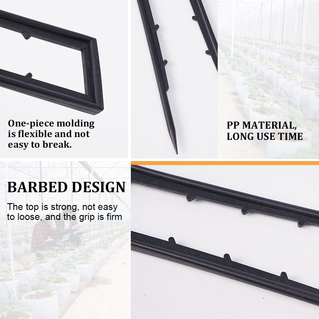 HASTHIP Plastic Garden Landscape Stakes for Weed Barrier Fabric 4cm x 15cm 300 pcs | U Shaped Anchoring Pegs