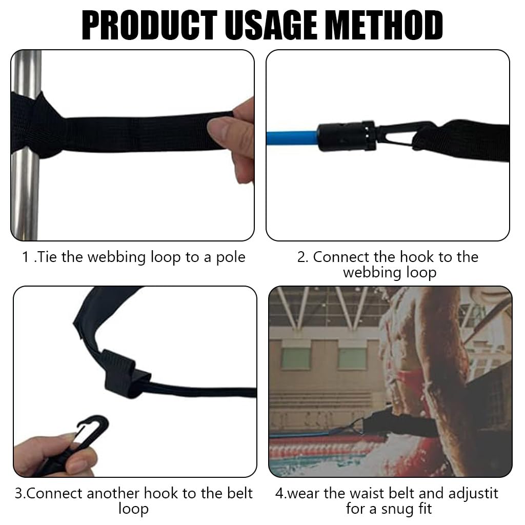 Proberos Swimming Training Belt for Stationary Swim Workouts with 13ft Resistance Cord | Adjustable Waist for Kids and Adults