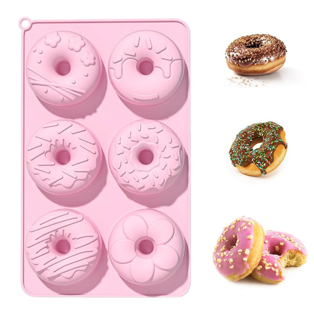 HASTHIP Silicone Donut Mold for Home Baking with 6 Cavities and Non Stick Food Grade Design