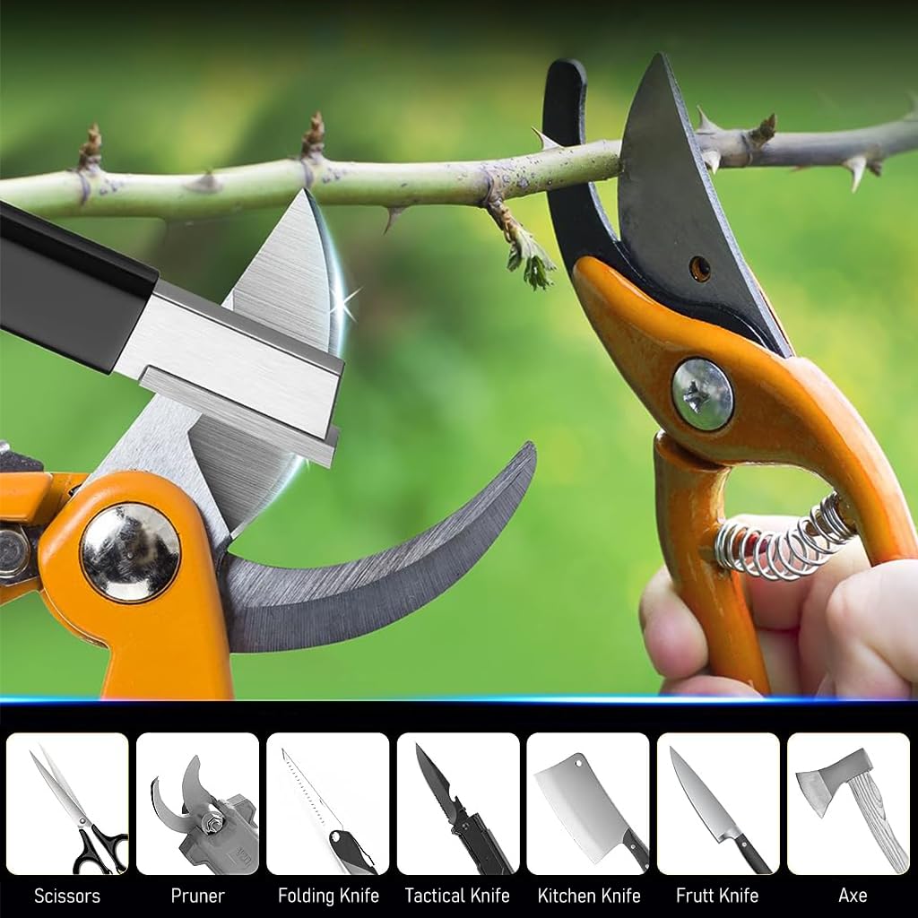 Serplex Garden Tool Sharpener for Pruners and Scissors 4.3 in Portable Tungsten Steel | Easy Handheld Cutter Sharpener