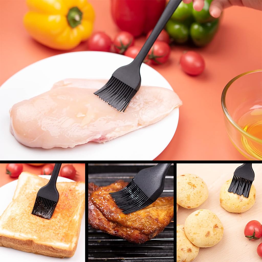 HASTHIP Silicone Oil Brush for Cooking and BBQ with 10.6 in Handle | 2Pcs Food Grade Heat Resistant Set