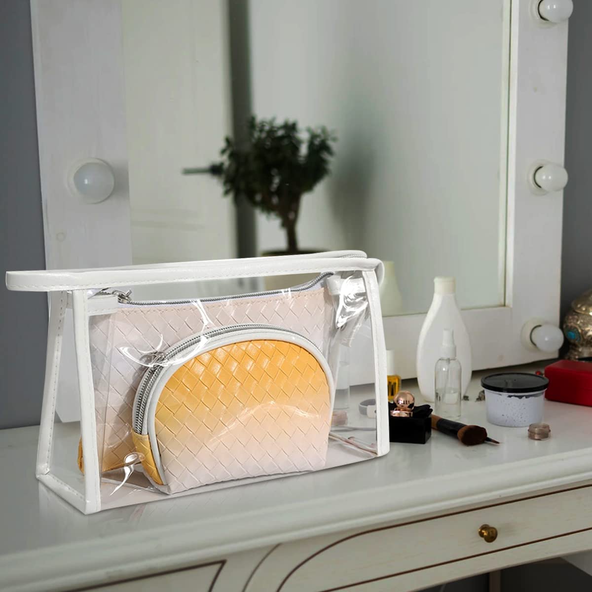 MAYCREATE Makeup Bag Set for Women with 3 Sizes 15×10.5×3cm to 24×14.5×7cm | Waterproof PVC Toiletry Pouches