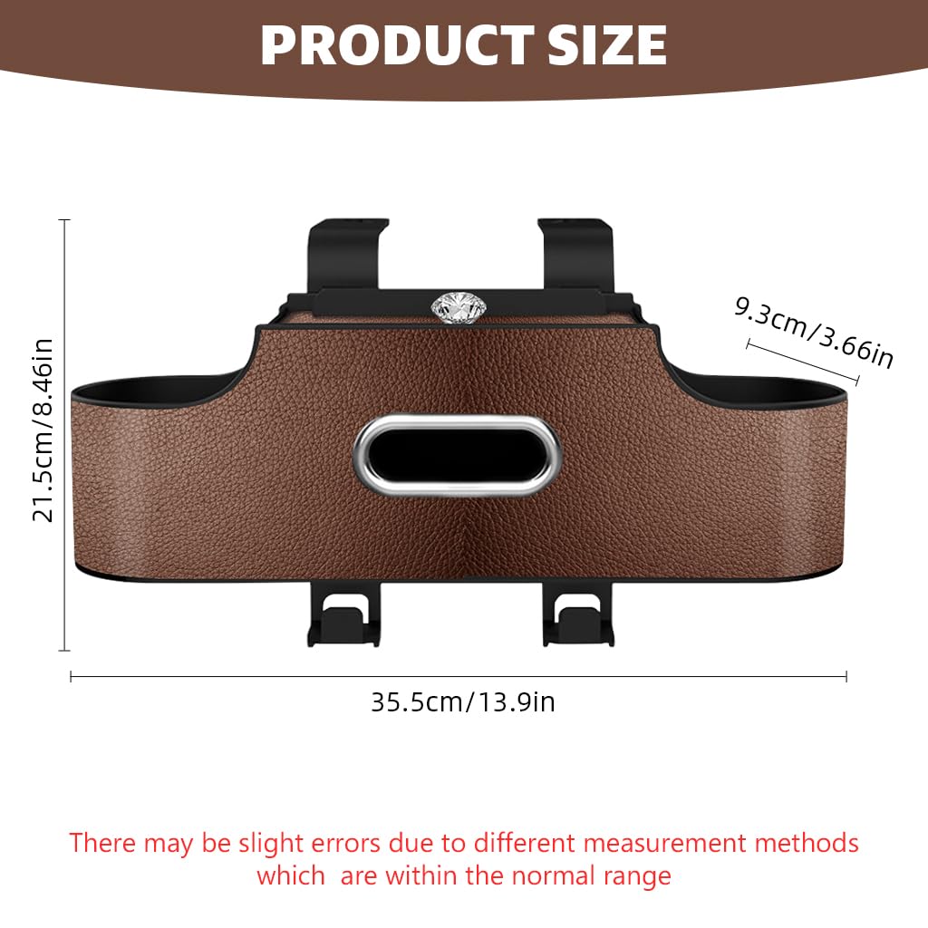 STHIRA Car Organizer for Back Seat with Dual Compartment Cup Holder and Hooks | 3PCS PU Plastic Design