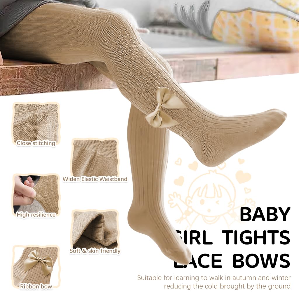 SNOWIE SOFT Baby Leggings for Girls 12–24 Months with Bow Design and Elastic Waist | Winter Cotton Tights