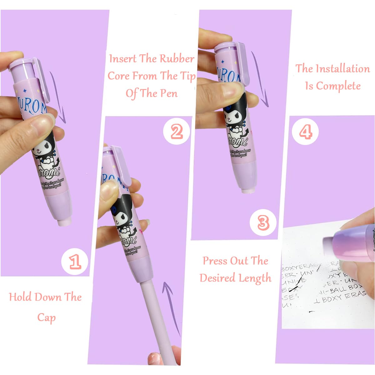 Climberty Cute Erasers for Kids with 10cm Retractable Pen Design featuring Built in Clip | Fun Rubber Set of 5