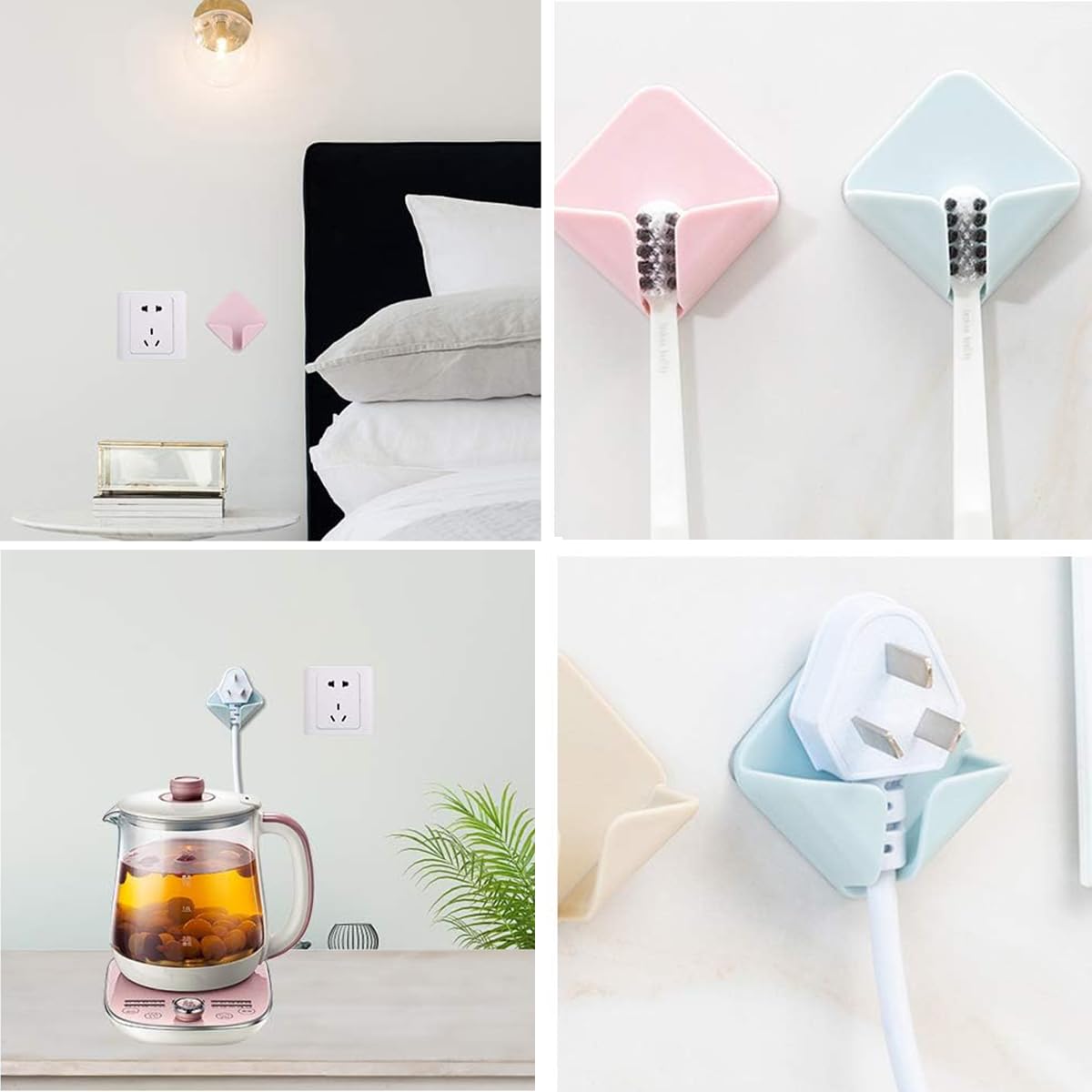 HASTHIP Wall Mounted Plastic Adhesive Hooks for Bathroom and Kitchen featuring Seamless Sticking 8 Pack