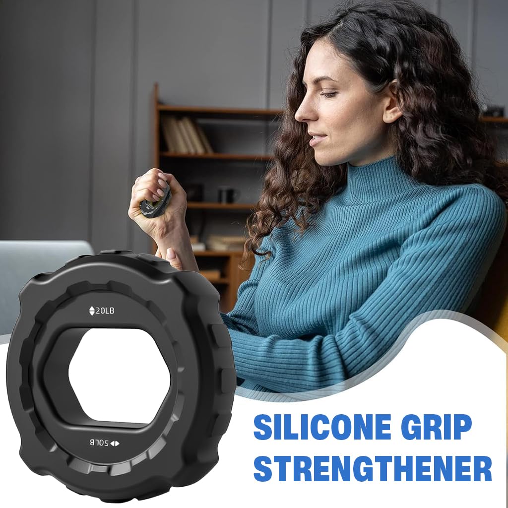 Proberos Hand Grip Strengthener for Workout and Rehab with 20‑50 lbs Rubber Ring | Ergonomic Portable Trainer for Men and Women