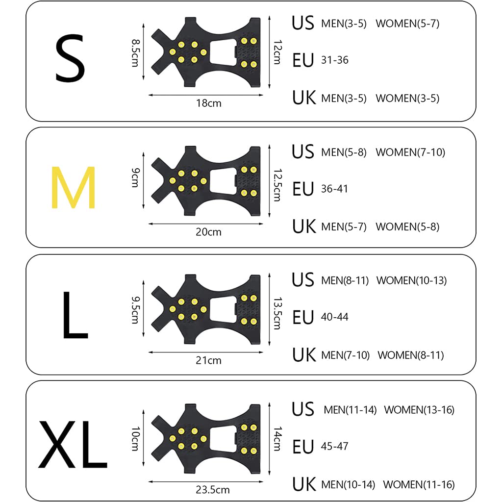 GUSTAVE Ice Cleats for Shoes and Boots featuring 10 Replaceable Spikes with TPR Rubber | 2PCS Set for Men and Women Walking on Snow and Ice