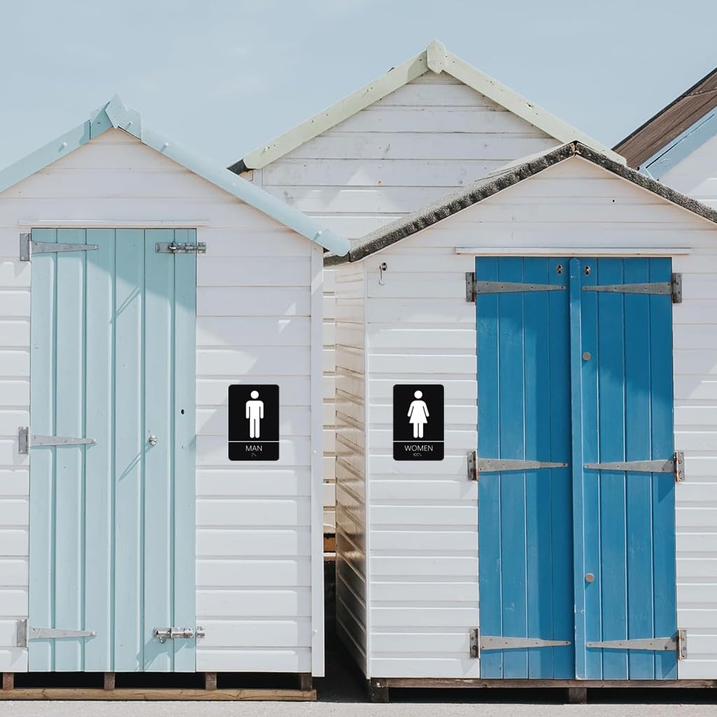 OFIFO Acrylic Washroom Sign Board with Braille for Male and Female Restrooms 10x15cm Pack of 2