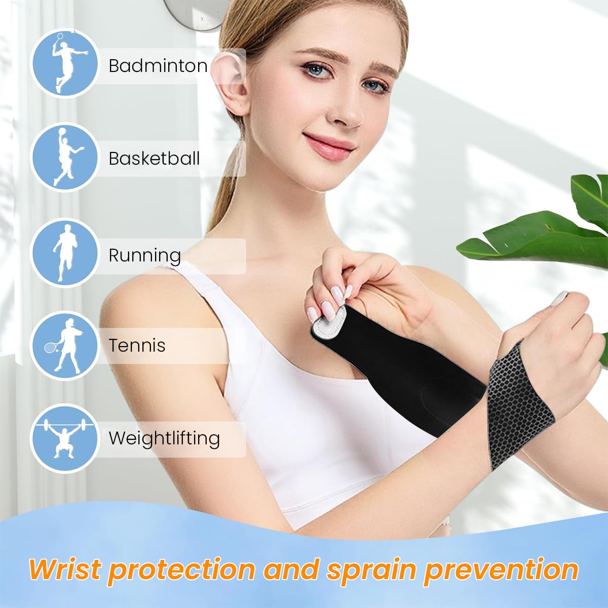 HANNEA® Ultra Thin Wrist Brace, Breathable Wrist Band Adjustable velcro straps for Wrist Wraps, Stabilizer for Tendonitis, Arthrits Pain Relieving, Black