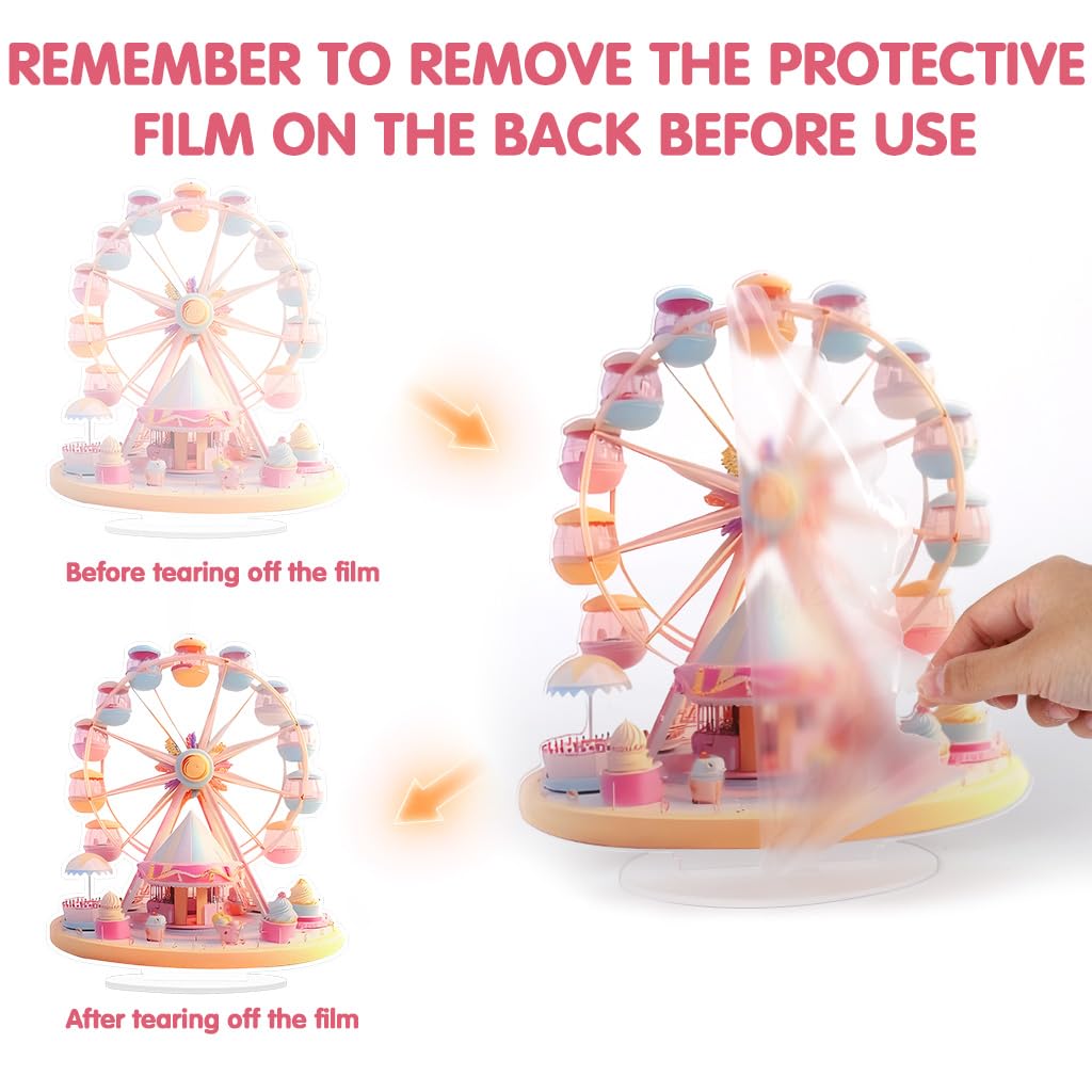 HASTHIP Acrylic Desktop Ornament for Home Decor with Pink and White Ferris Wheel Design | Valentine Gift Display