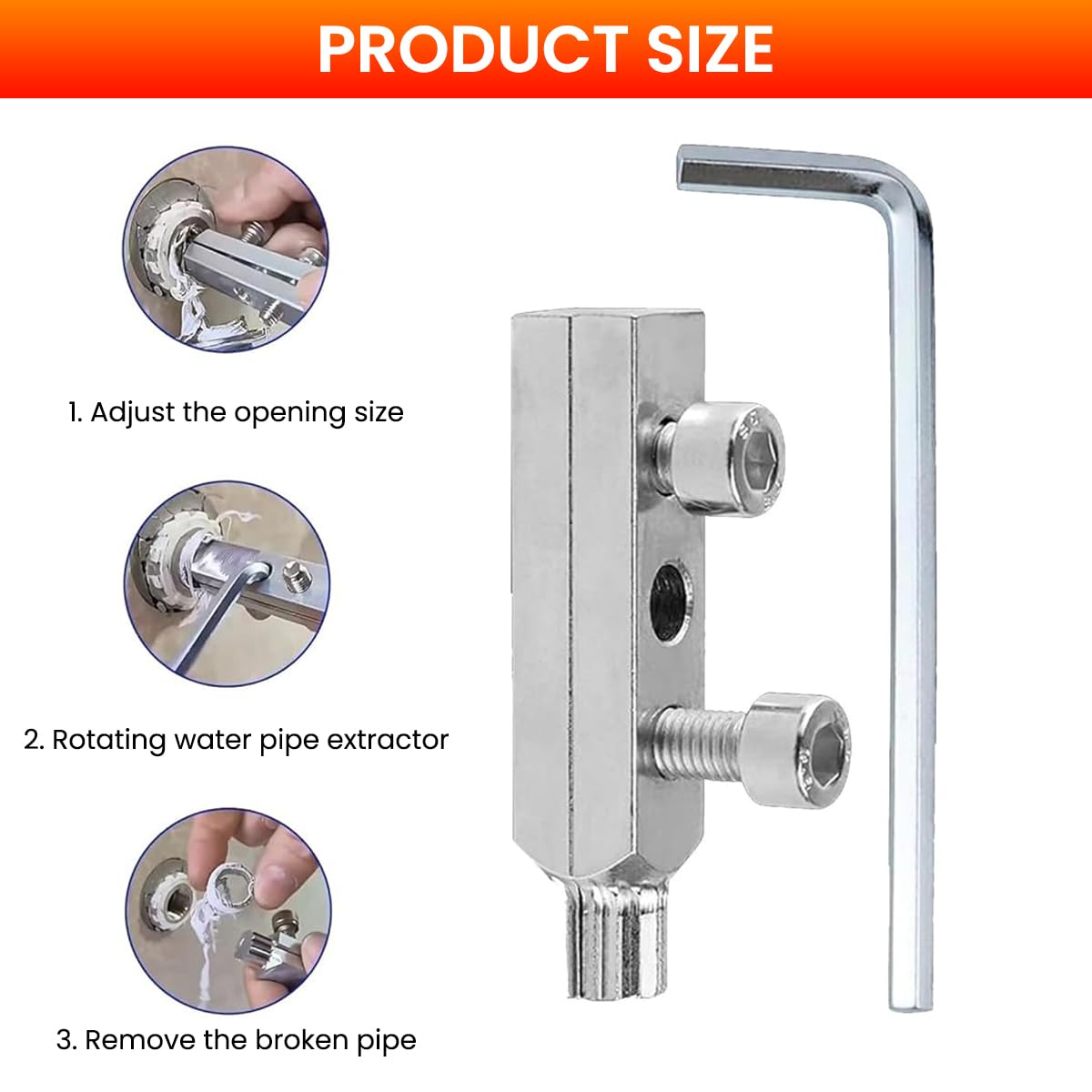Serplex Faucet Angle Valve Broken Wire Extractor for 1/2 and 3/4 in Threads with Dual Screw Fixing | Stainless Steel 3 PCS Tool
