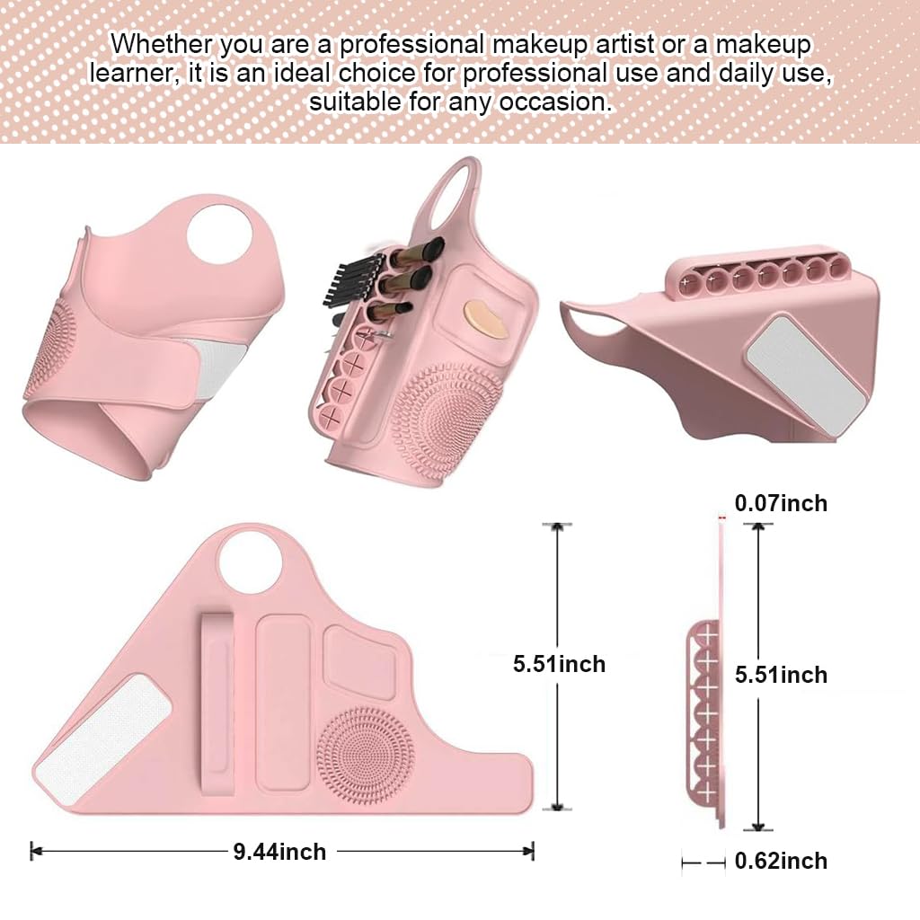 MAYCREATE Makeup Mixing Palette Wristband for Artists with 6 Tool Sleeves and Silicone Tray