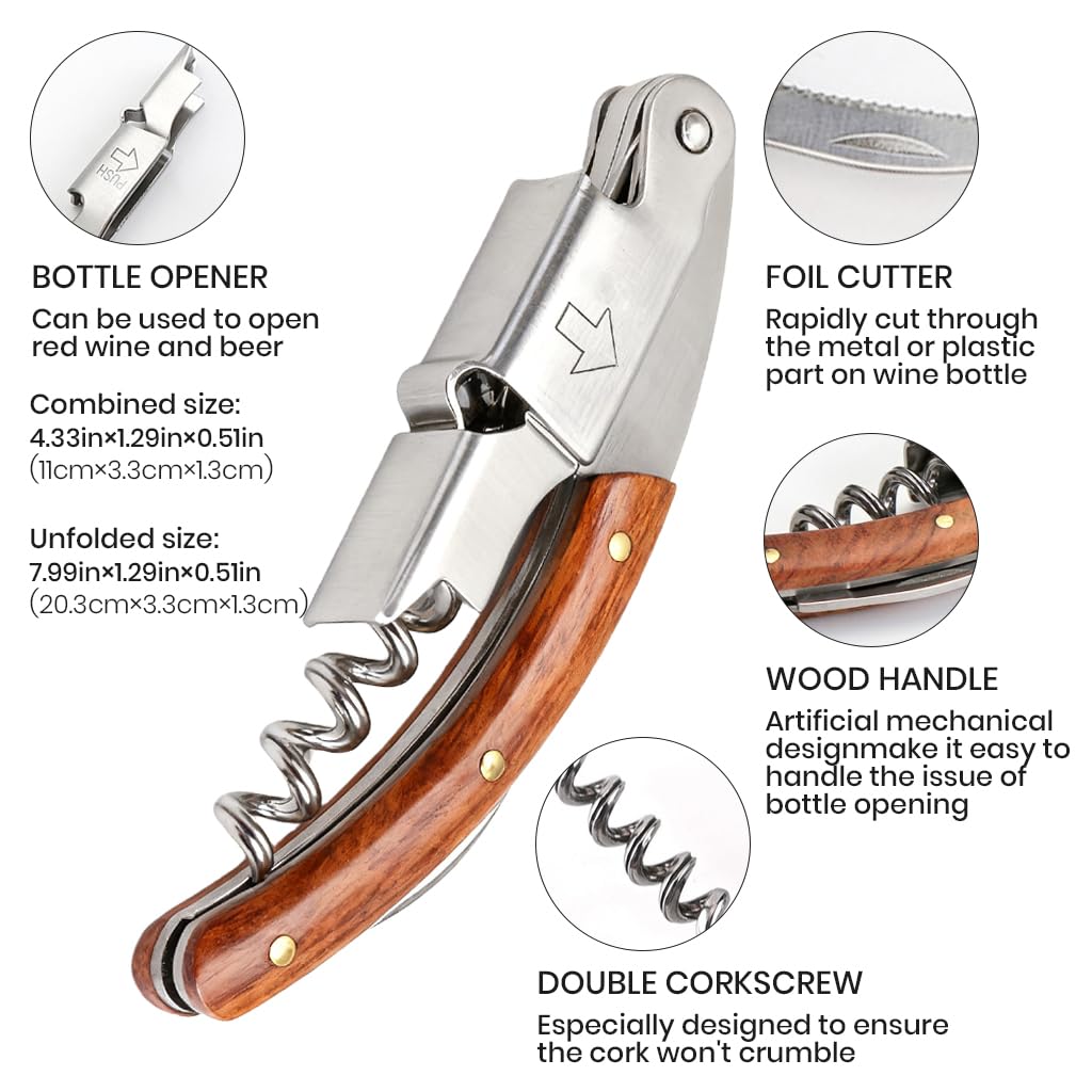 ZIBUYU Wine Opener for Effortless Bottle Opening with Ergonomic Handle and Lever Mechanism