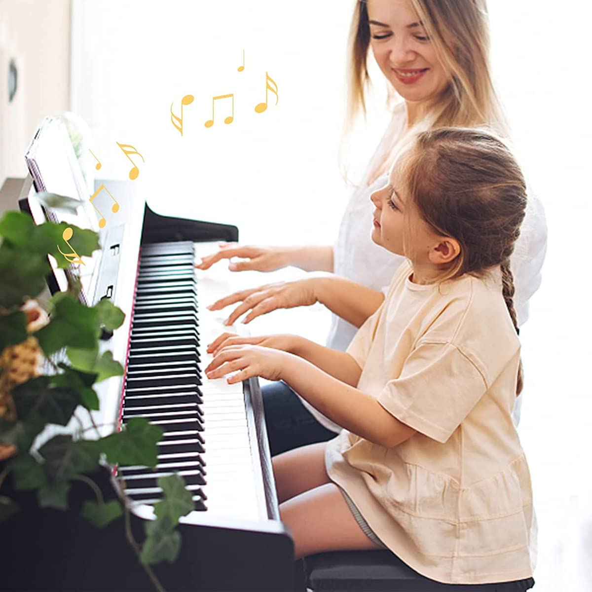 HASTHIP Silicone Piano Keyboard Labels for 61 Key Digital Piano with Removable Design | Practice Note Guide for Beginners