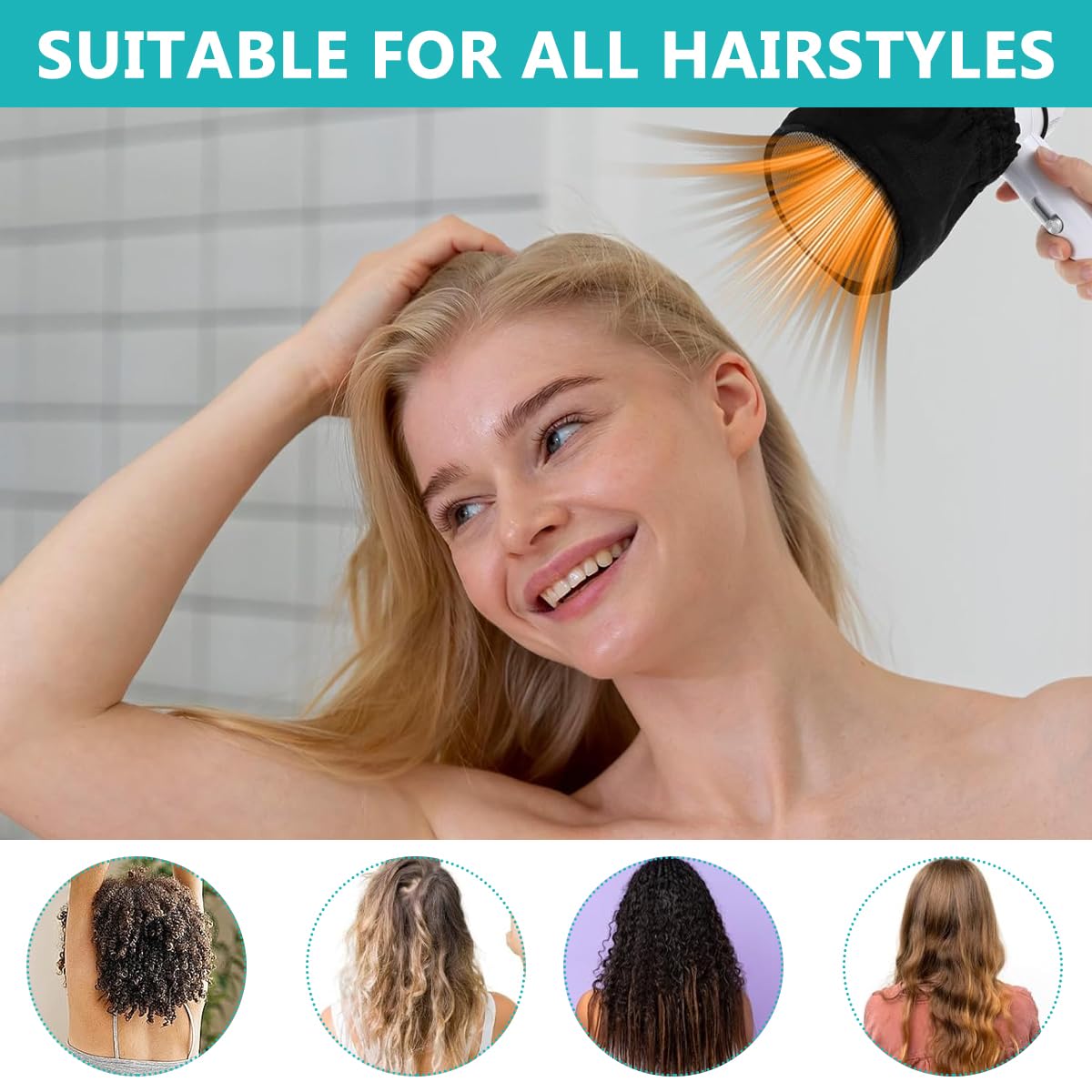 MAYCREATE Hair Dryer Sock Diffuser Cover for Travel and Home with Double Layer Nylon | Universal Elastic Fit to Reduce Frizz and Maintain Curls