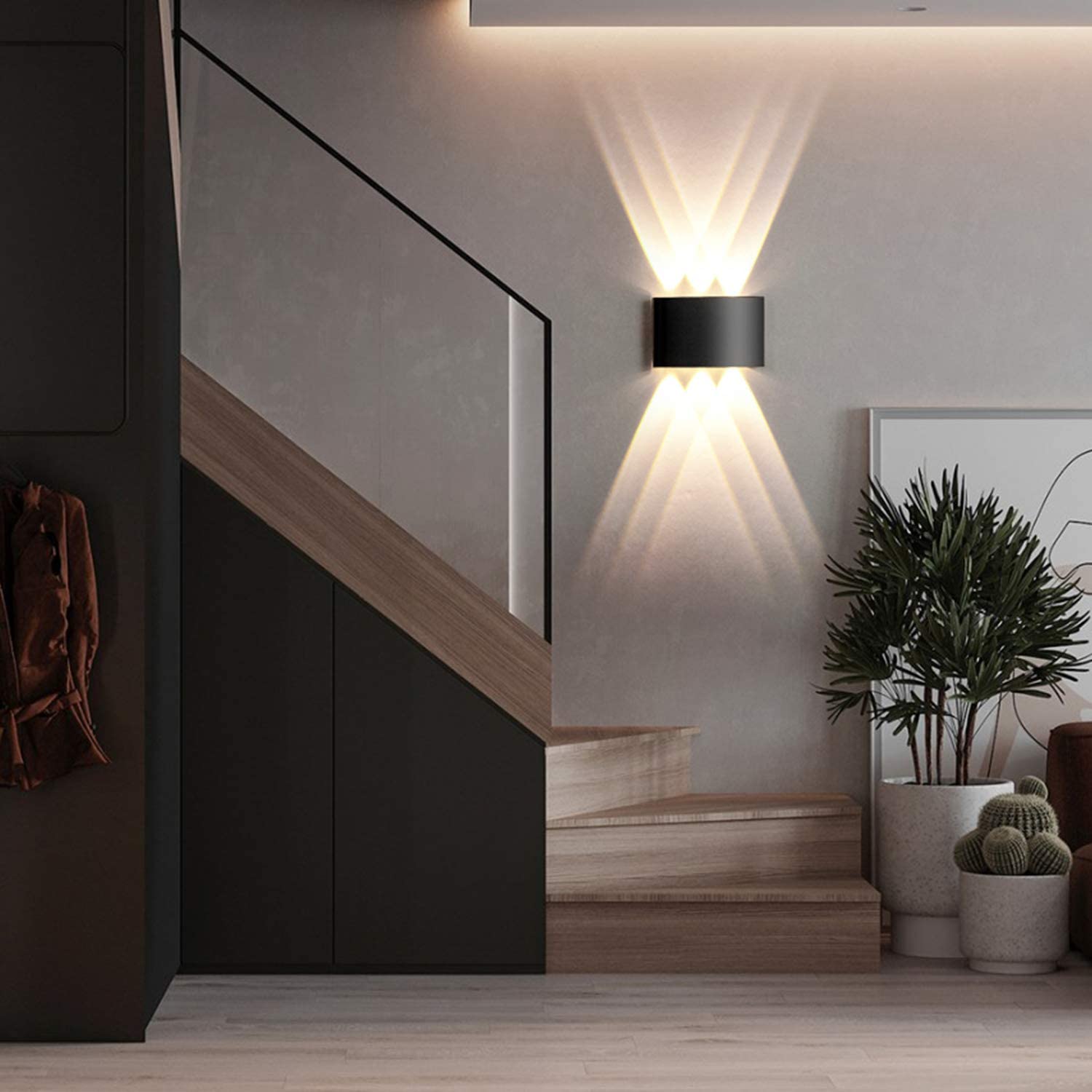 ELEPHANTBOAT LED Wall Light for Indoor Use with Up Down Beam 6W Warm White Black Fixture