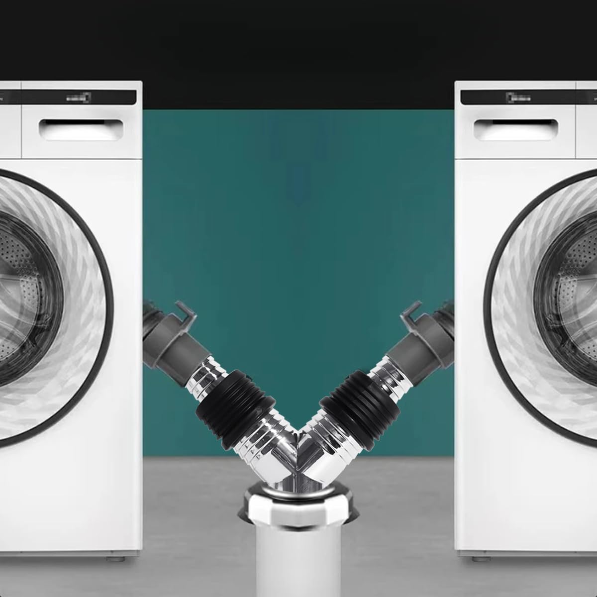 Supvox Washing Machine Drain Pipe Connector for Kitchen and Mop Sink Use featuring Dual Outlet Y Adapter and Electroplated Plastic Finish