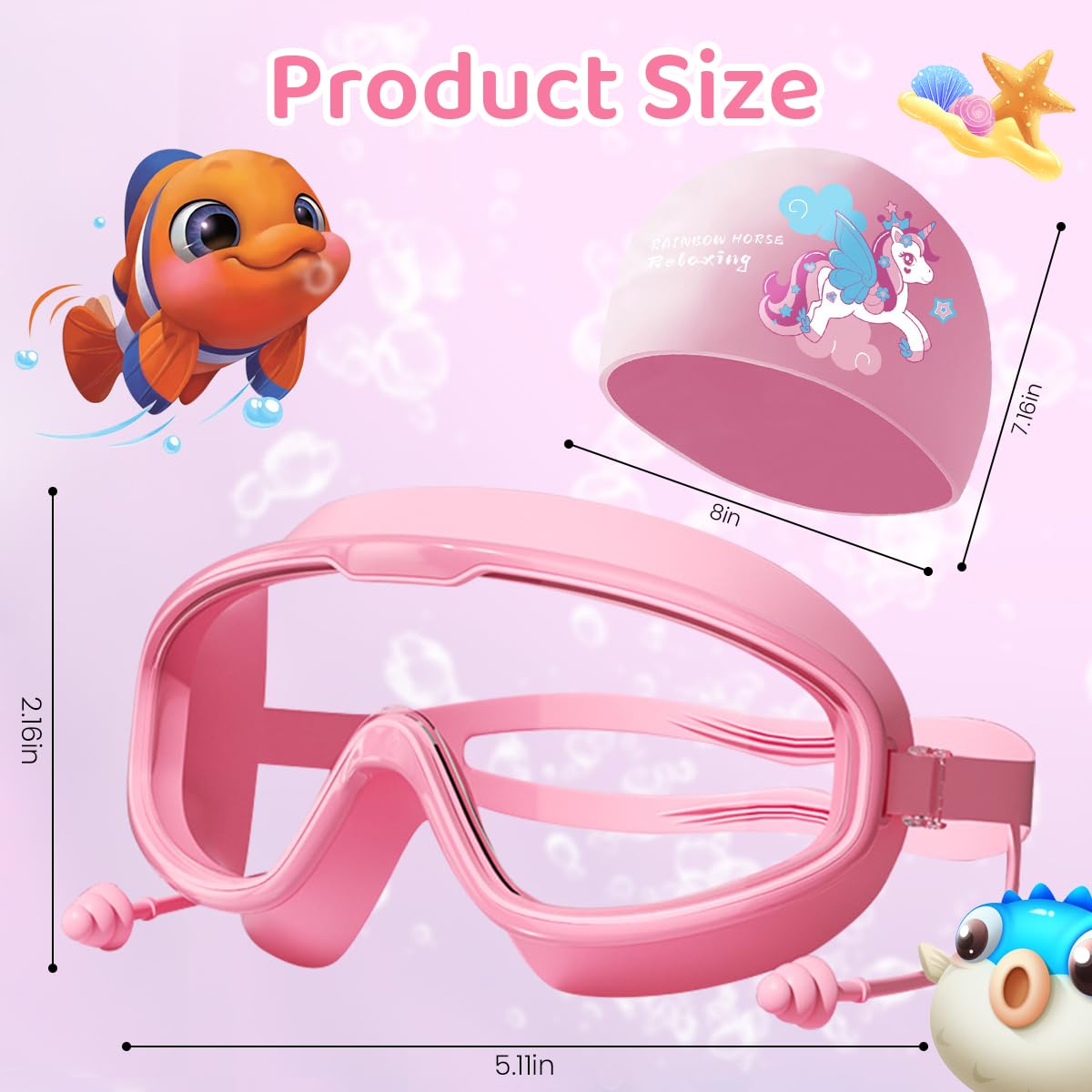 Proberos Swimming Goggles for Kids with Anti Fog UV Protection | Leakproof Big Frame Set