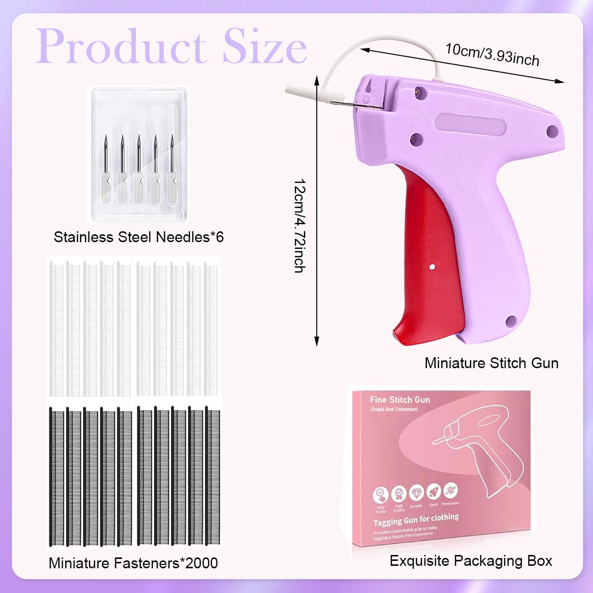 Supvox Clothing Stapler Kit for Quick Repairs with 6 Needles and 2000 Fasteners | Ergonomic Handheld Sewing Gun