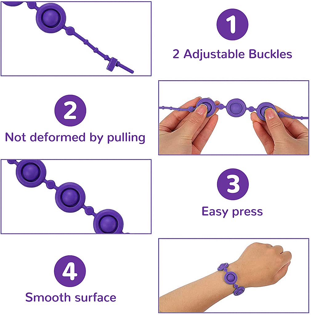 ELEPHANTBOAT® Mini Purple Decompression Bracelet Toy for Kids and Adults,Press Finger Bubble Music Bracelet Anxiety Relief Kill Time