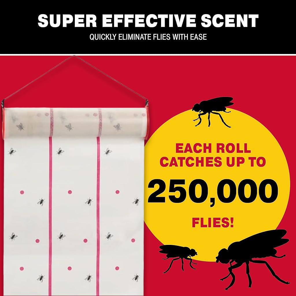 Supvox Fly Trap Kit for Garden and Indoor Use with 4m Sticky Roll | Non-Toxic Hangable Design