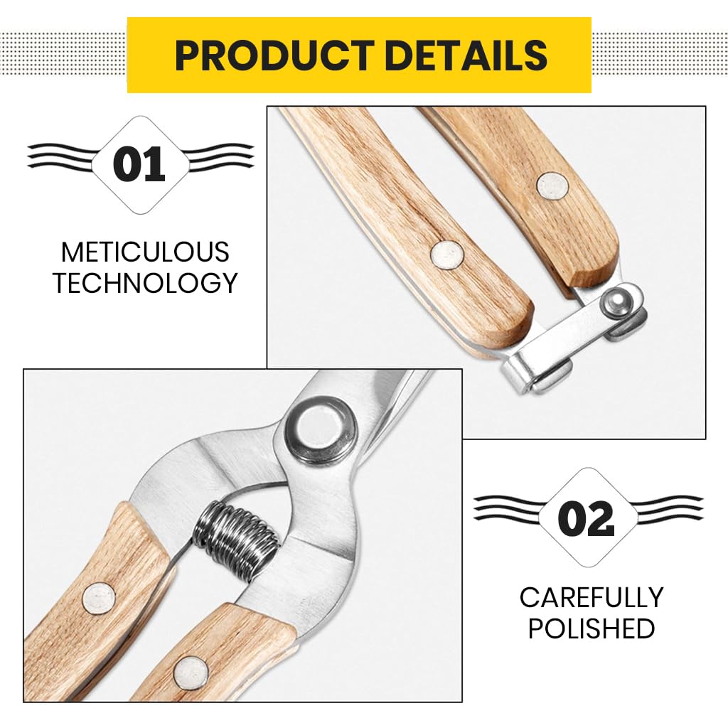 HASTHIP Gardening Scissor Set for Plant Trimming with Safe Lock Clasp & Wooden Handles