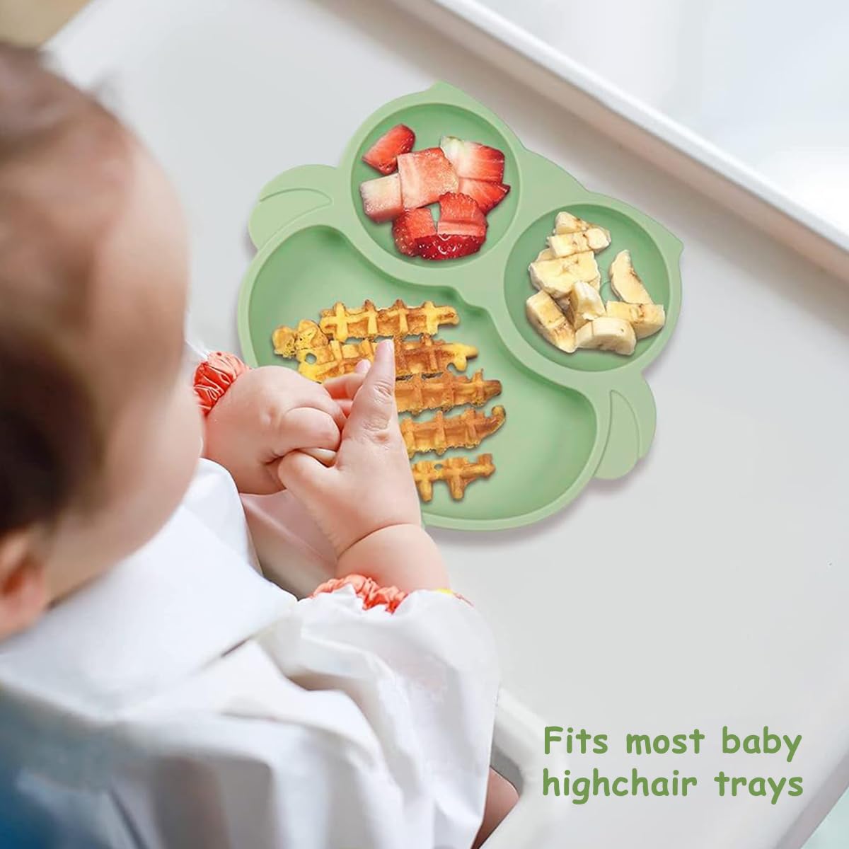 SNOWIE SOFT Baby Suction Plates for Self Feeding with 4 Strong Cups and Spoon & Fork Set