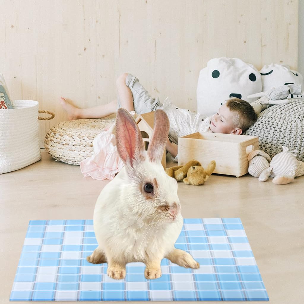 Qpets Cat Cooling Mat for Small Pets featuring Cooling Ceramics 30x30 cm Blue Mosaic Design