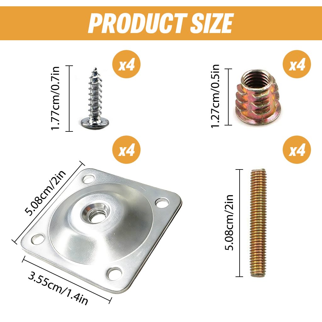 Serplex Wooden Table Leg Mount Plate Kit for DIY Furniture with 48x48mm Metal Brackets